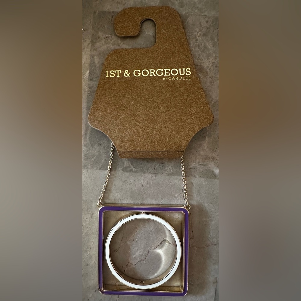 1ST & GORGEOUS by Carolee- Purple/White Square/Circle Necklace